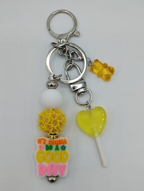 Handcrafted Heart Lollipop Keychain & Bag Charm - "It's Gonna Be A Good Day"